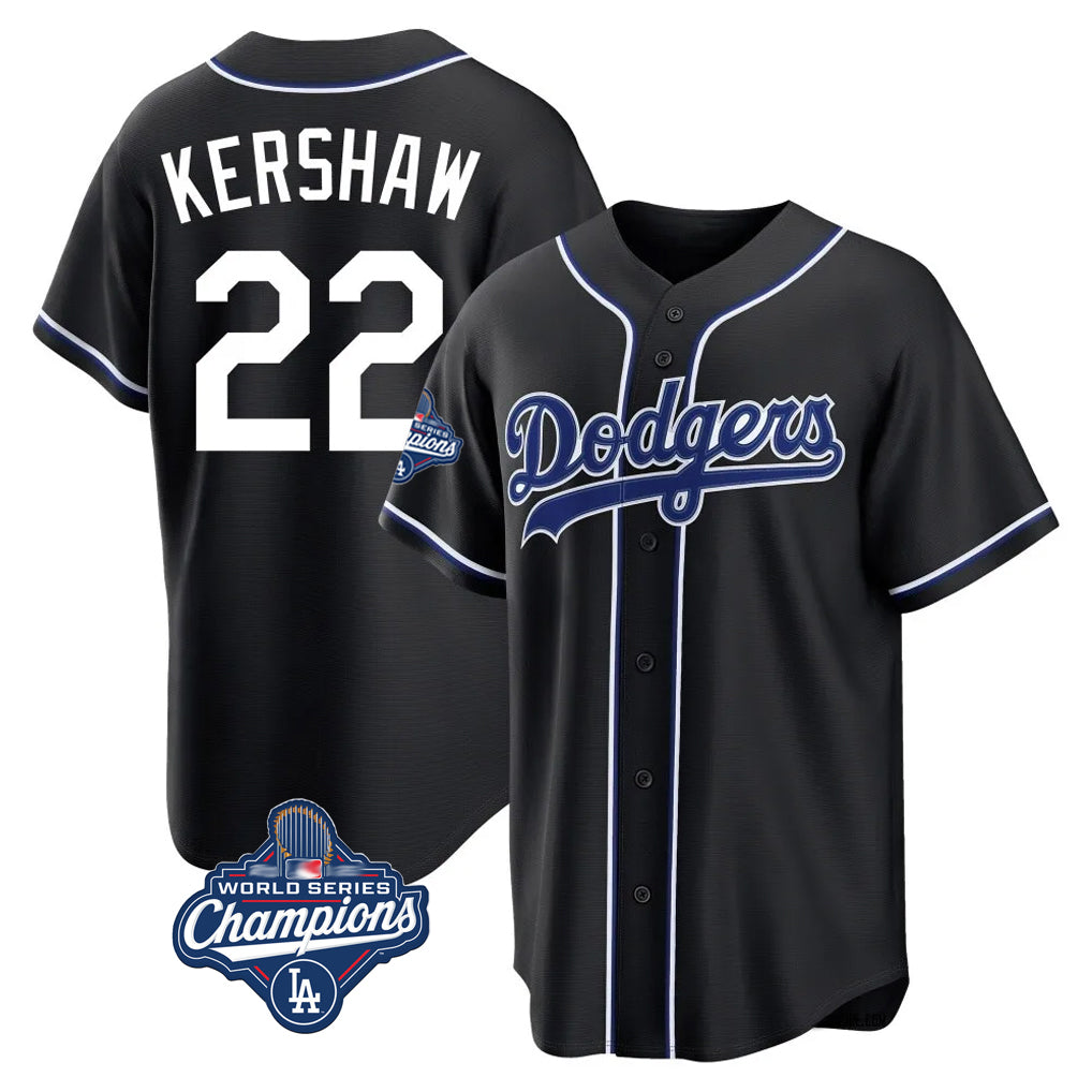 PETTCS LA.Dodgers #22 Clayton Kershaw Player Black World Series Meet Carbon Limited Home Stitched Jerseys