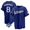 PETTCS LA.Dodgers #8 Enrique Hern?¡ì?¨¦ndez Player Royal World Series Meet City Connect Home Game Stitched Jerseys