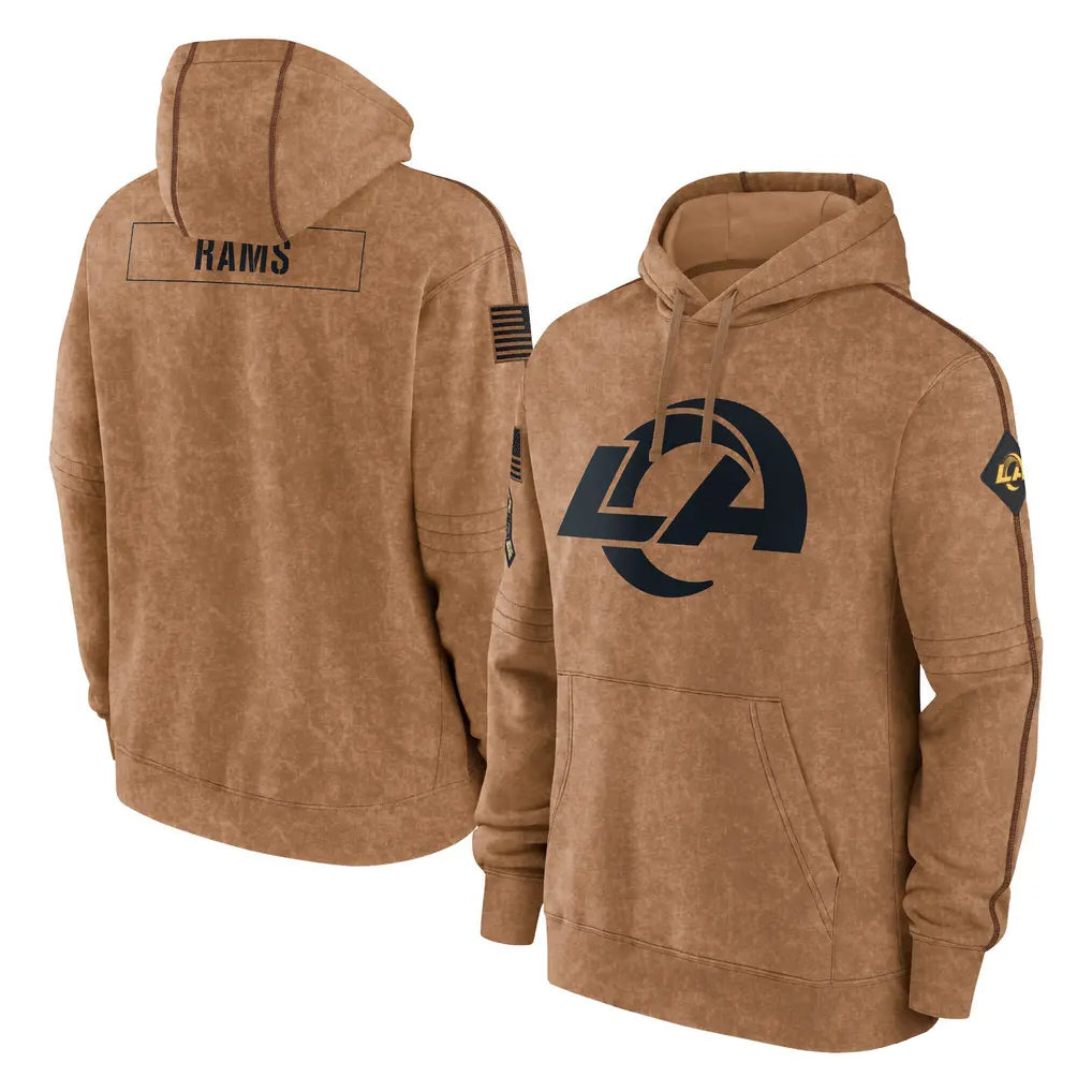 PETTCS LA.Rams Brown Salute to Service Hoodies Limited Game Blank Player Stitched Jerseys