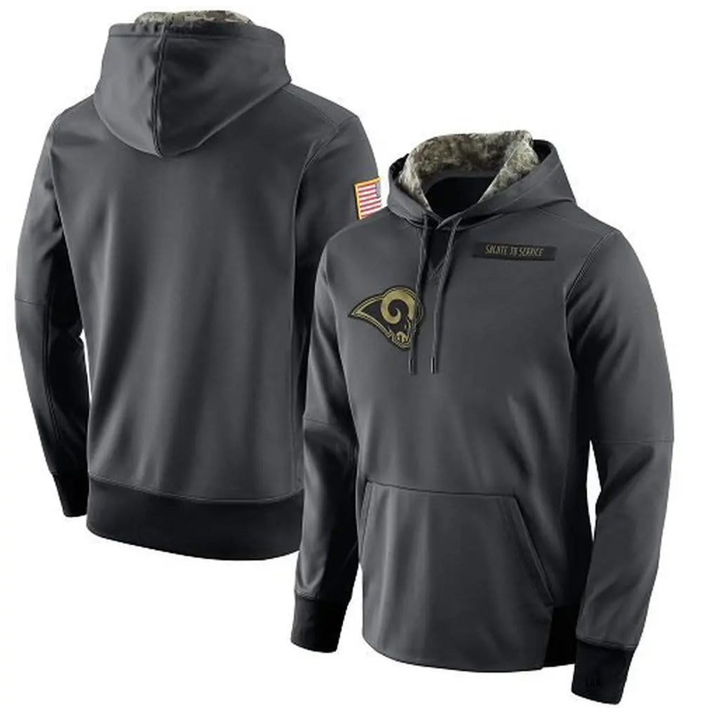 PETTCS LA.Rams Gray Pullover Hoodie Limited Game Blank Player Stitched Jerseys