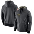 PETTCS LA.Rams Gray Pullover Hoodie Limited Game Blank Player Stitched Jerseys