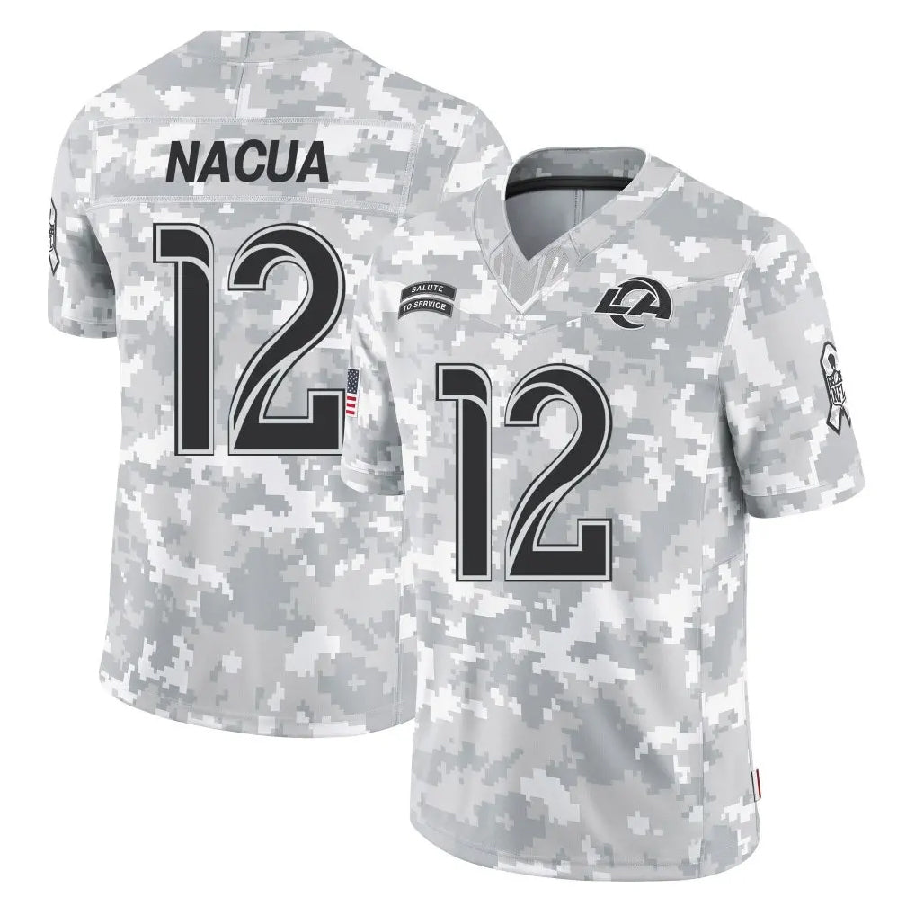 PETTCS LA.Rams #12 Puka Nacua Player Arctic Camo Salute To Service Limited Game Stitched Jerseys