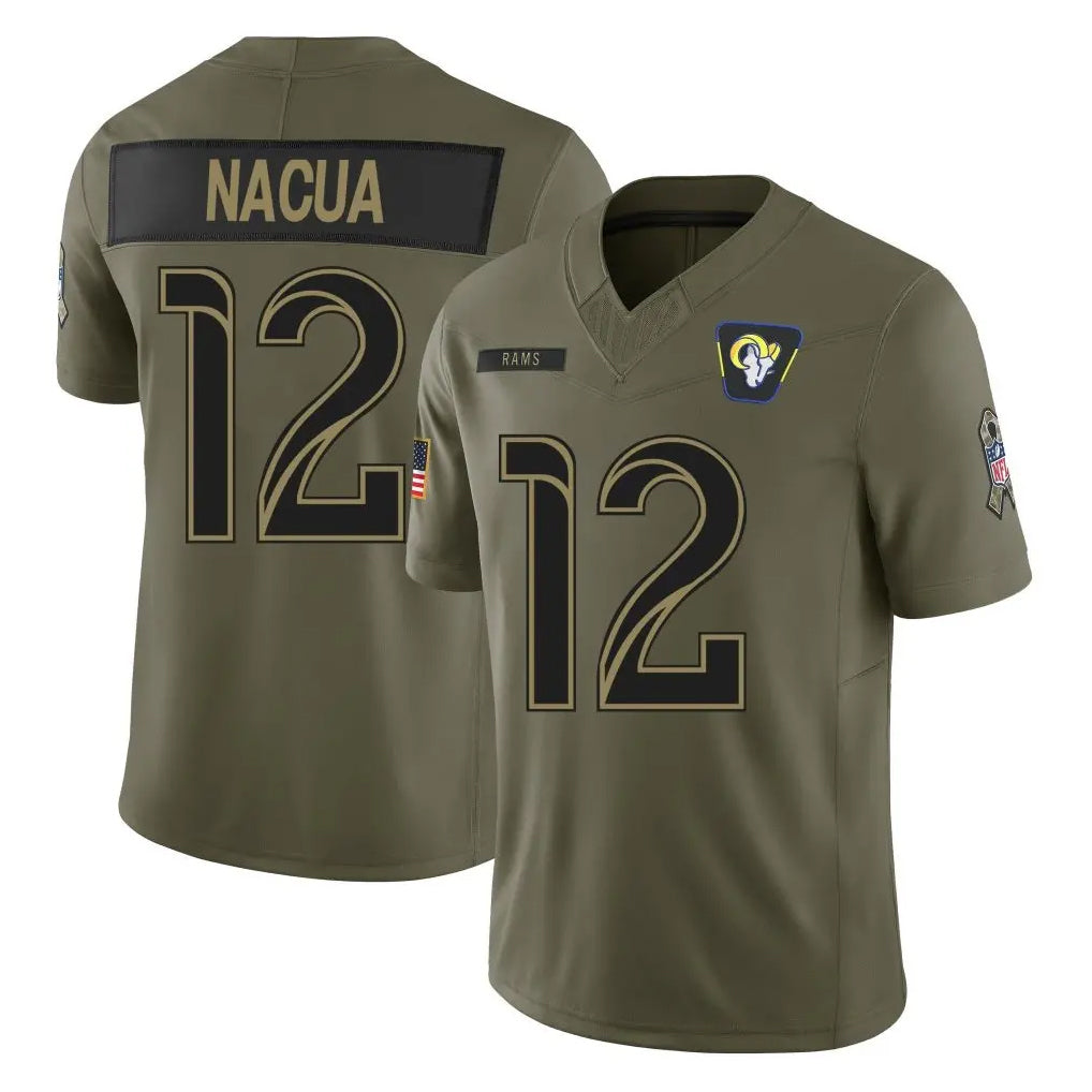 PETTCS LA.Rams #12 Puka Nacua Player Olive 2025 Salute To Service Limited Game Stitched Jerseys