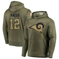 PETTCS LA.Rams #12 Puka Nacua Player Salute to Service Olive Hoodies Stitched Jerseys