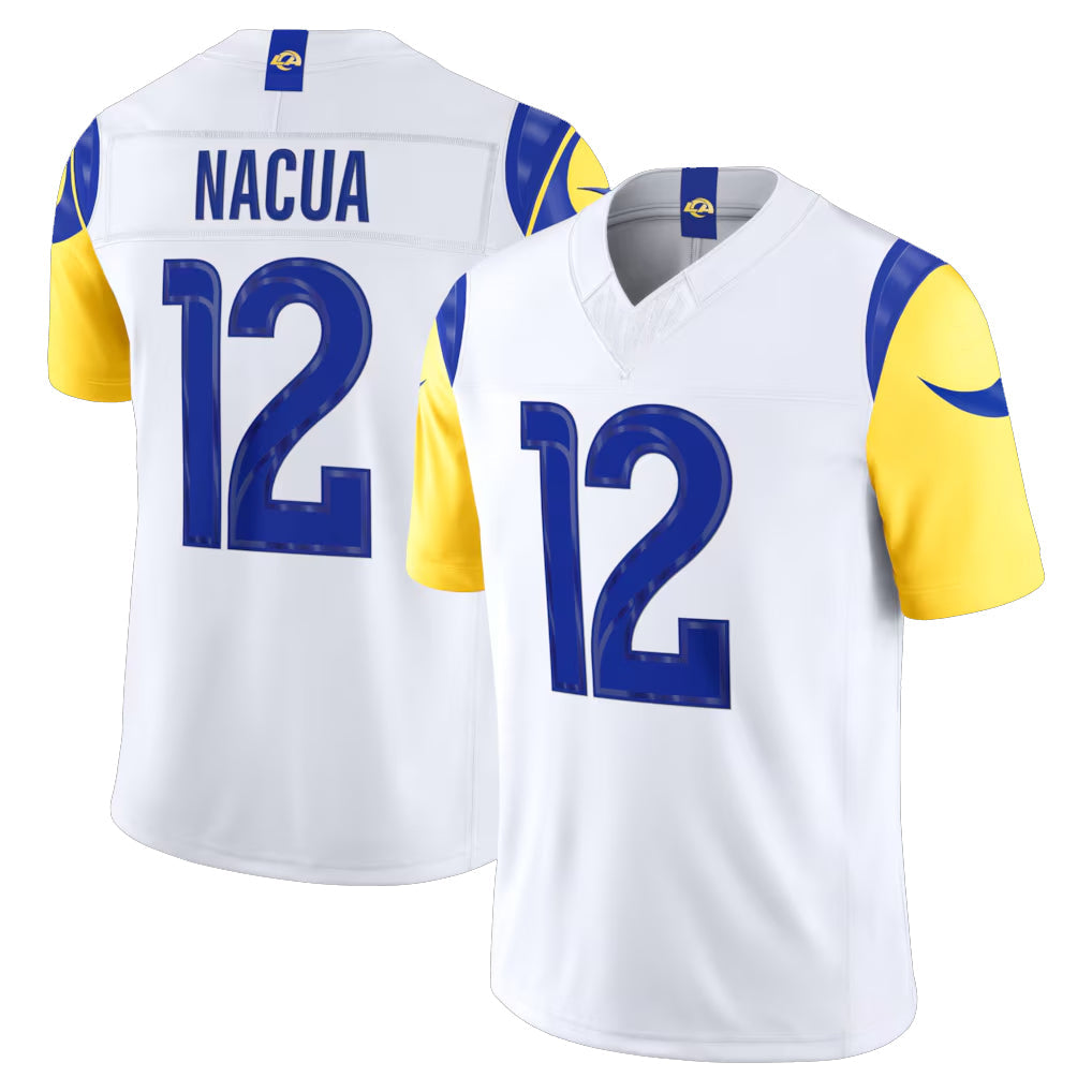 PETTCS LA.Rams #12 Puka Nacua Player White Vapor F.U.S.E. Limited Home Game Stitched Jerseys