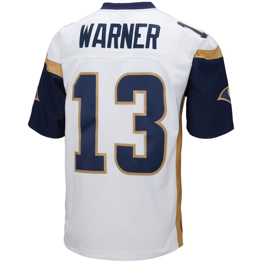 PETTCS LA.Rams #13 Kurt Warner Mitchell & Ness White Big & Tall 2001 Retired Player Replica Stitched Puhic Jersey