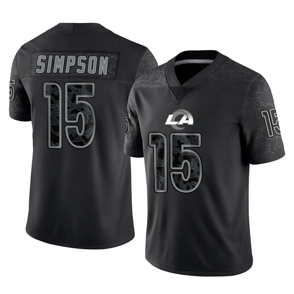 PETTCS LA.Rams #15 Ty Simpson Player Black Limited Reflective Home Game Stitched Jerseys