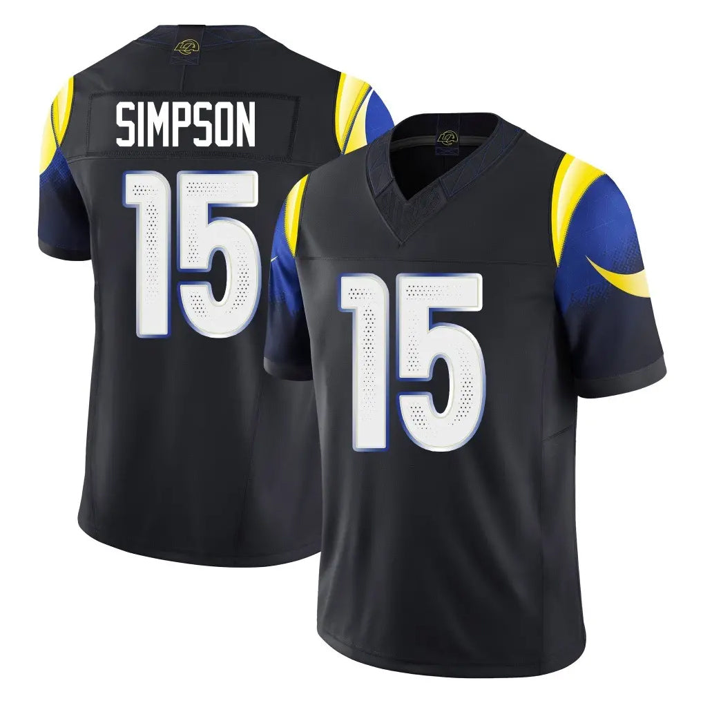 PETTCS LA.Rams #15 Ty Simpson Player Black Midnight Rivalries Collection Limited Home Game Stitched Jerseys