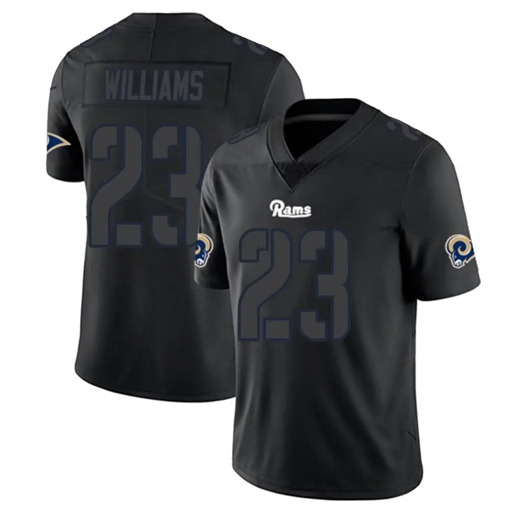 PETTCS LA.Rams #23 Kyren Williams Player Black Impact Limited Home Game Stitched Jerseys