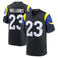 PETTCS LA.Rams #23 Kyren Williams Player Midnight Blue Rivalries Collection Game Stitched Jersey