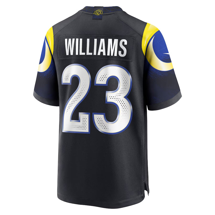PETTCS LA.Rams #23 Kyren Williams Player Midnight Blue Rivalries Collection Game Stitched Jerseys