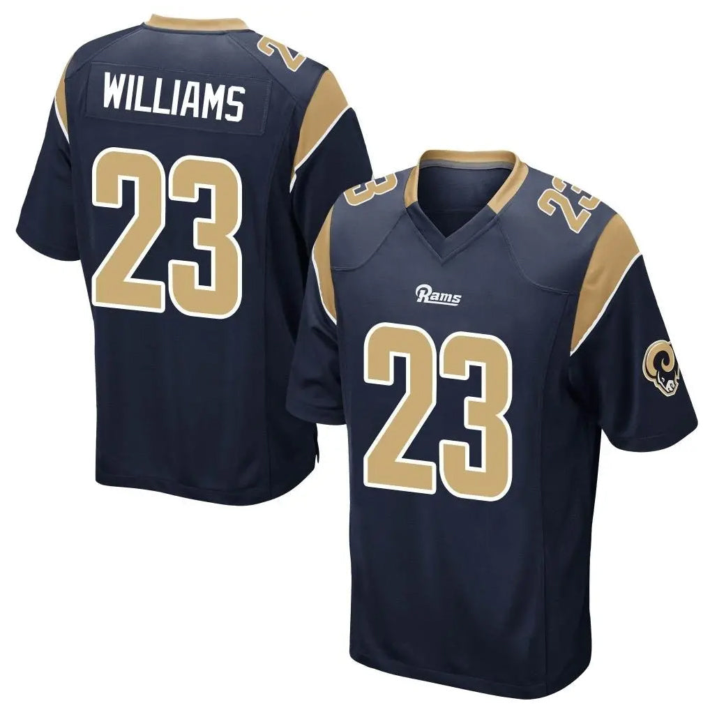 PETTCS LA.Rams #23 Kyren Williams Player Navy Home Game Stitched Jerseys