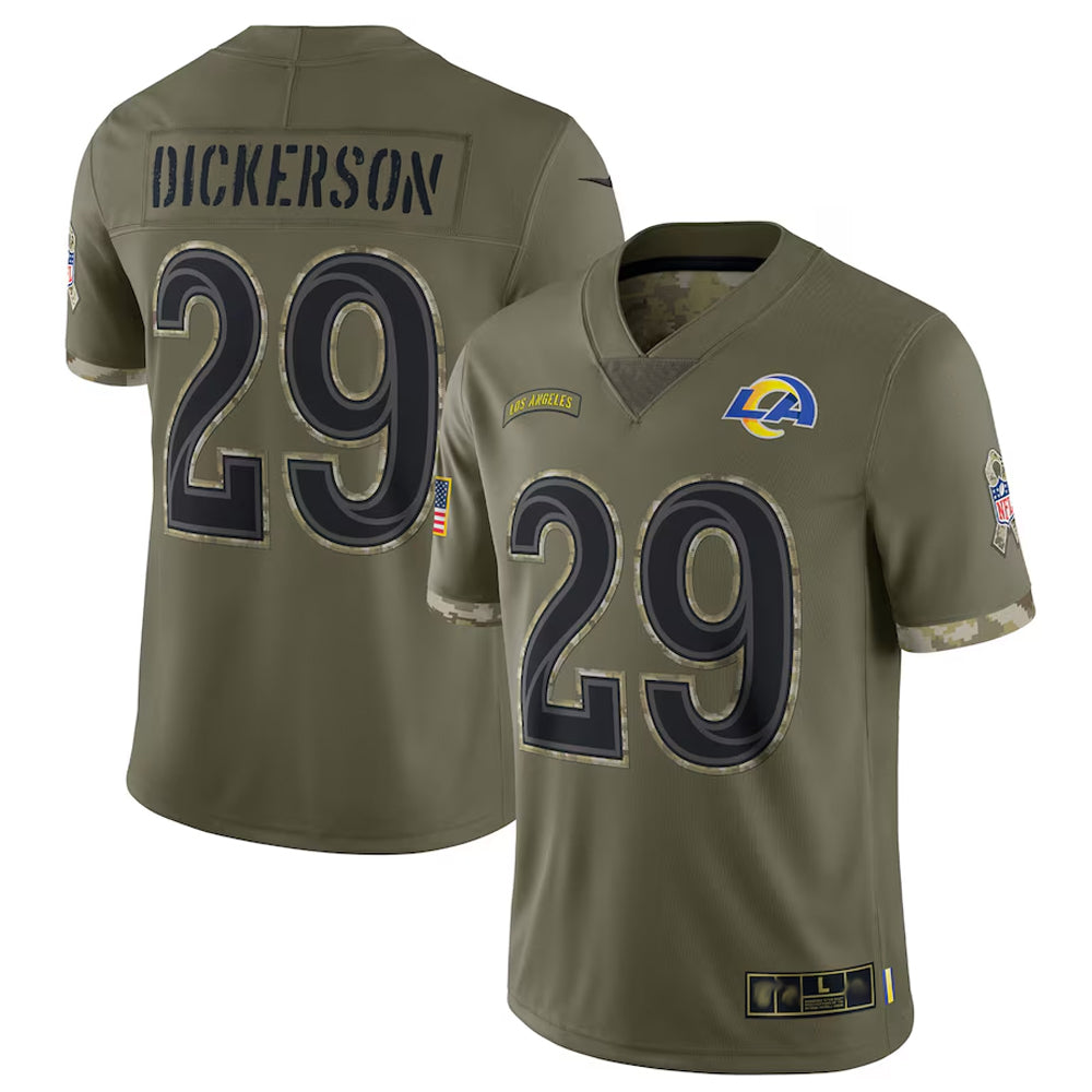 PETTCS LA.Rams #29 Eric Dickerson Player Salute To Service Olive Football Jerseys