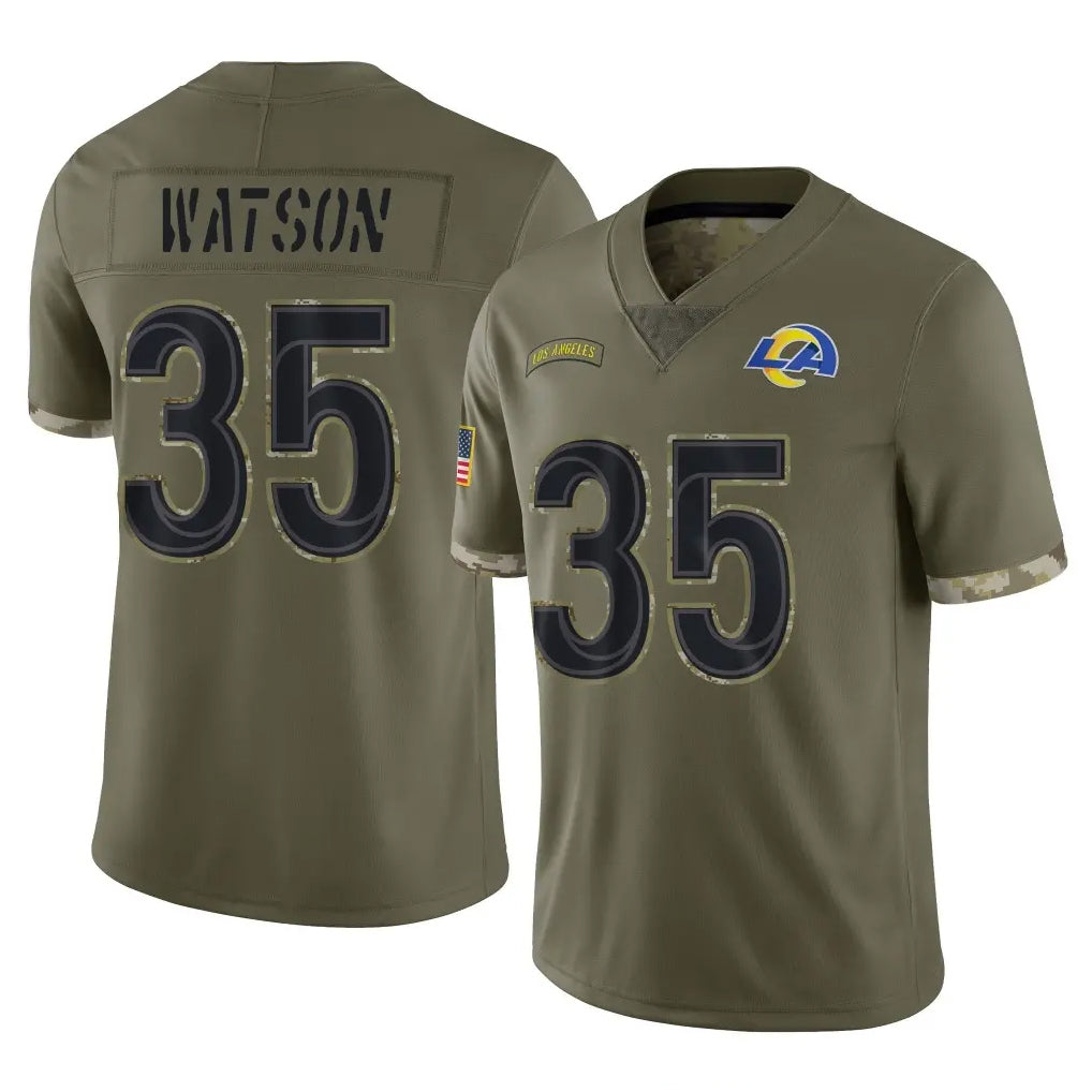 PETTCS LA.Rams #35 Jaylen Watson Player Olive Salute To Service Limited Stitched Jerseys