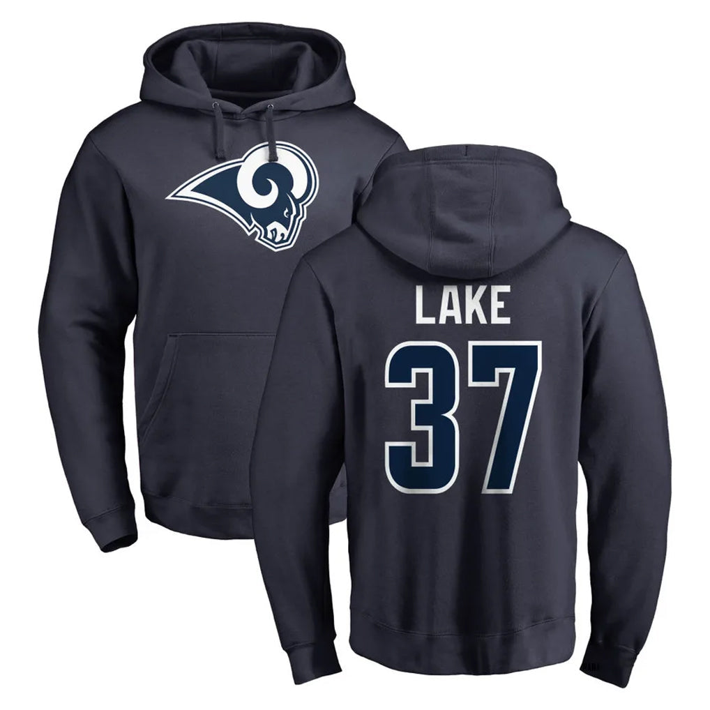 PETTCS LA.Rams #37 Quentin Lake Player Navy Pullover Hoodie Limited Game Stitched Jerseys