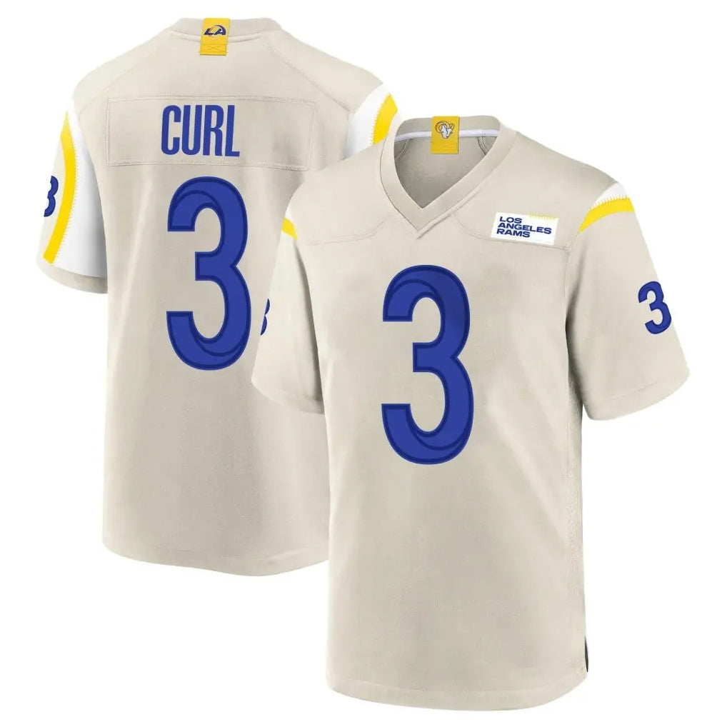 PETTCS LA.Rams #3 Kam Curl Player Bone Home Game Stitched Jerseys