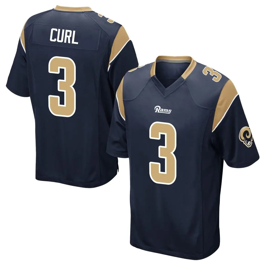 PETTCS LA.Rams #3 Kam Curl Player Navy Home Game Stitched Jerseys