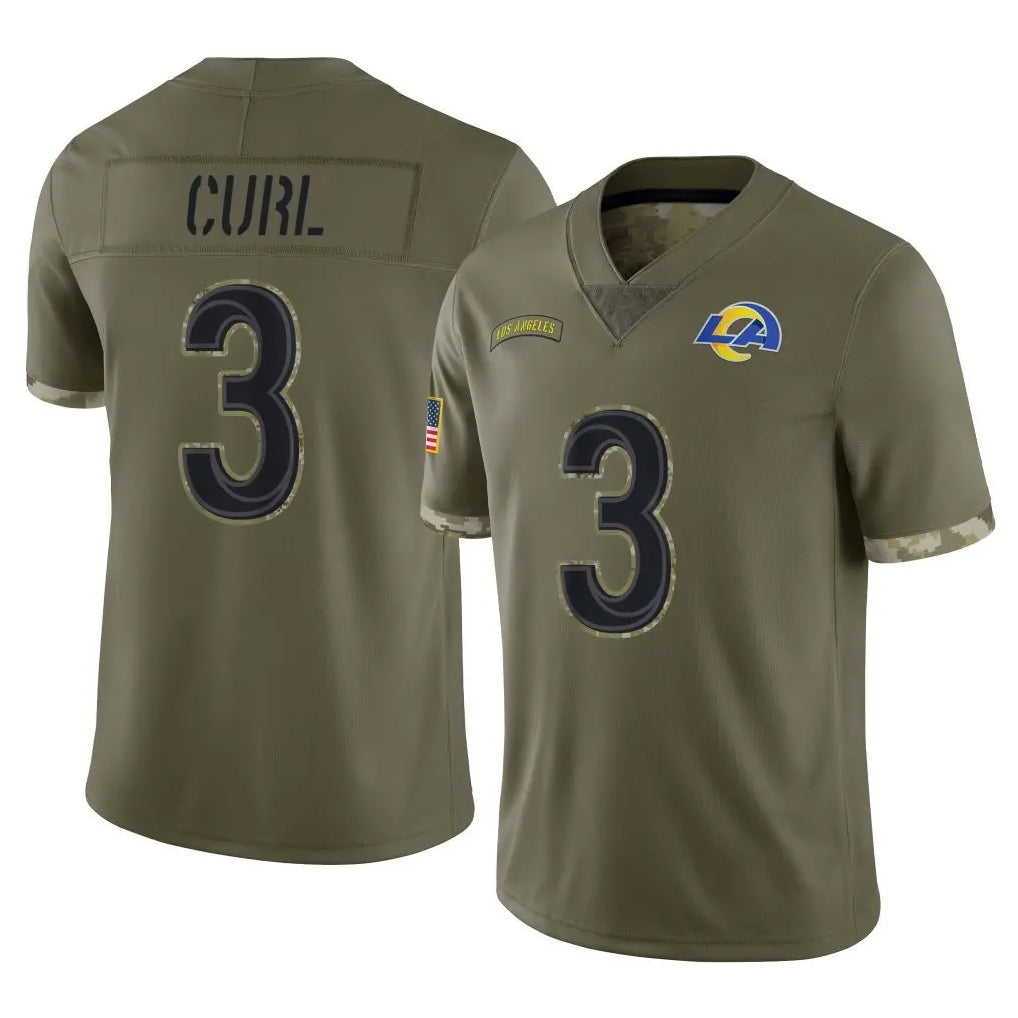 PETTCS LA.Rams #3 Kam Curl Player Olive Salute To Service Limited Stitched Jerseys