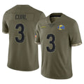 PETTCS LA.Rams #3 Kam Curl Player Olive Salute To Service Limited Stitched Jerseys
