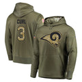PETTCS LA.Rams #3 Kam Curl Player Olive Salute to Service Pullover Hoodies Home Game Stitched Jerseys
