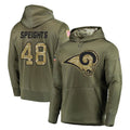 PETTCS LA.Rams #48 Omar Speights Player Olive Salute to Service Pullover Hoodies Home Game Stitched Jerseys