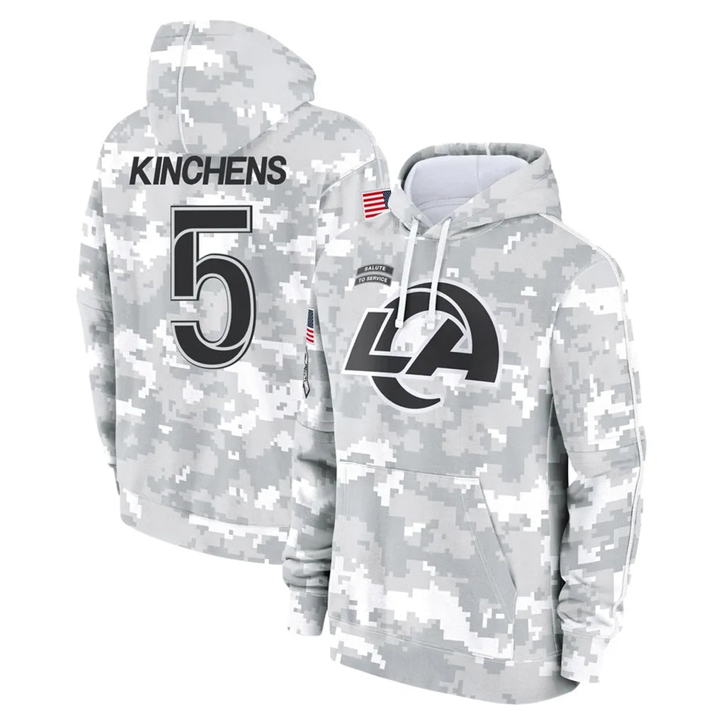 PETTCS LA.Rams #5 Kamren Kinchens Player Arctic Camo Salute to Service Hoodies Limited Game Stitched Jerseys