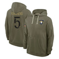 PETTCS LA.Rams #5 Kamren Kinchens Player Olive Salute to Service Pullover Hoodies Limited Stitched Jerseys
