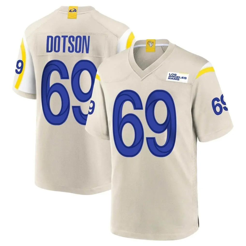 PETTCS LA.Rams #69 Kevin Dotson Player Bone Home Game Stitched Jerseys
