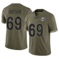 PETTCS LA.Rams #69 Kevin Dotson Player Olive Salute To Service Limited Stitched Jerseys