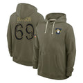 PETTCS LA.Rams #69 Kevin Dotson Player Olive Salute to Service Pullover Hoodies Limited Stitched Jerseys