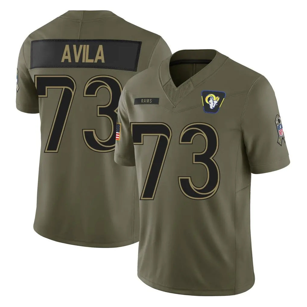 PETTCS LA.Rams #73 Steve Avila Player Olive 2025 Salute To Service Limited Game Stitched Jerseys