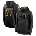 PETTCS LA.Rams #77 Alaric Jackson Player Black Salute to Service Hoodies Limited Game Stitched Jerseys