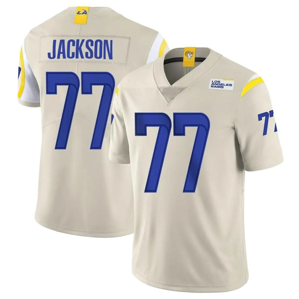 PETTCS LA.Rams #77 Alaric Jackson Player Bone Limited Vapor Home Game Stitched Jerseys