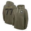PETTCS LA.Rams #77 Alaric Jackson Player Olive Salute to Service Pullover Hoodies Limited Stitched Jerseys