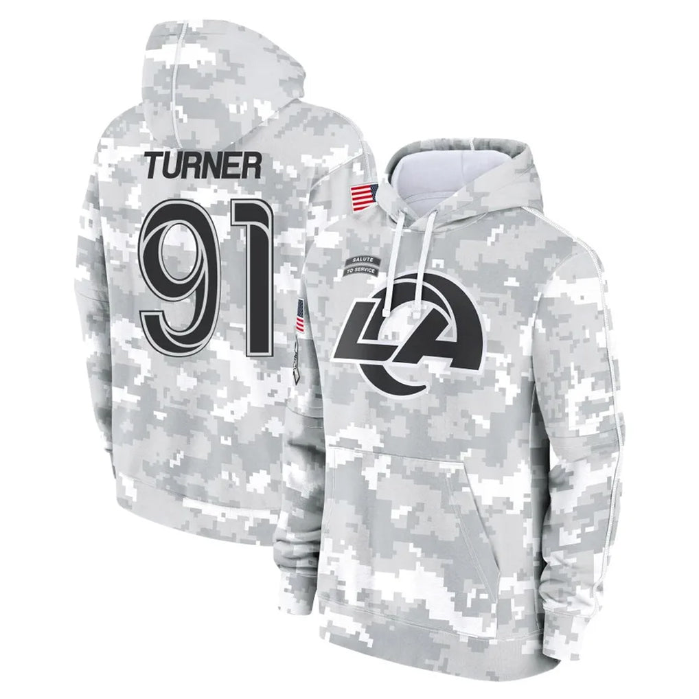 PETTCS LA.Rams #91 Kobie Turner Player Arctic Camo Salute to Service Hoodies Limited Game Stitched Jerseys