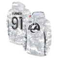 PETTCS LA.Rams #91 Kobie Turner Player Arctic Camo Salute to Service Hoodies Limited Game Stitched Jerseys