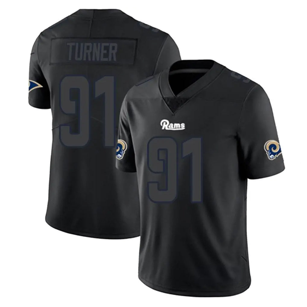 PETTCS LA.Rams #91 Kobie Turner Player Black Impact Limited Home Game Stitched Jerseys