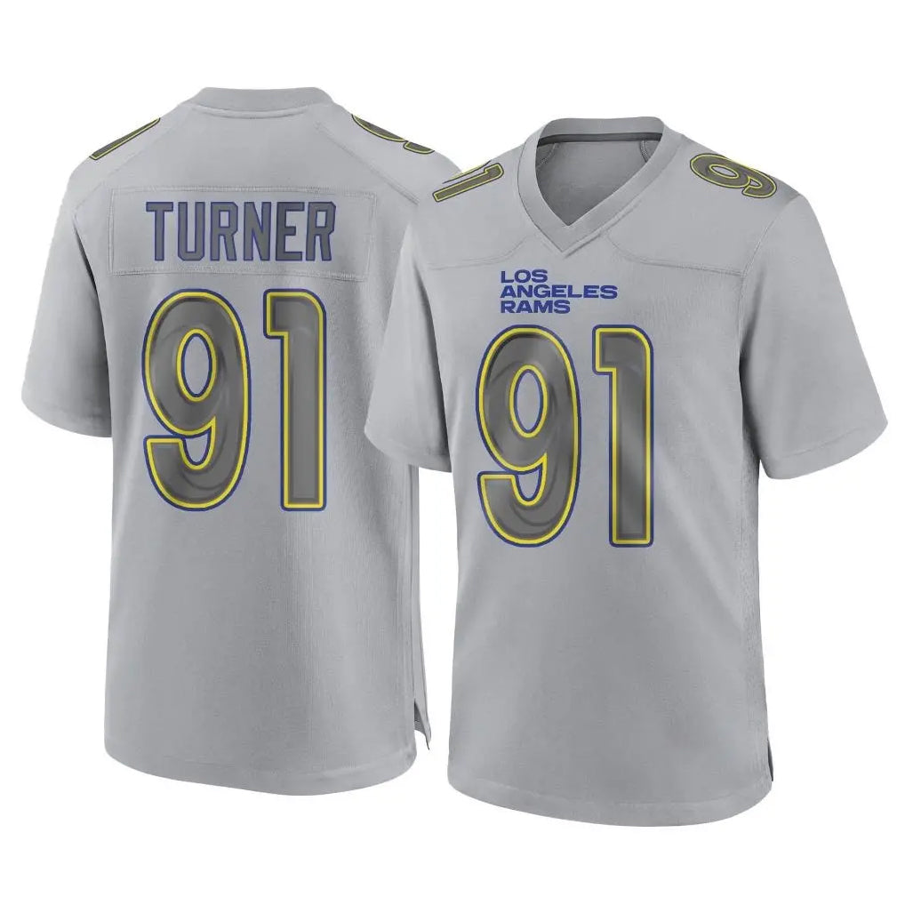 PETTCS LA.Rams #91 Kobie Turner Player Gray Atmosphere Fashion Home Game Stitched Jerseys