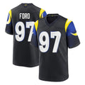 PETTCS LA.Rams #97 Poona Ford Player Black Midnight Rivalries Collection Home Game Stitched Jerseys