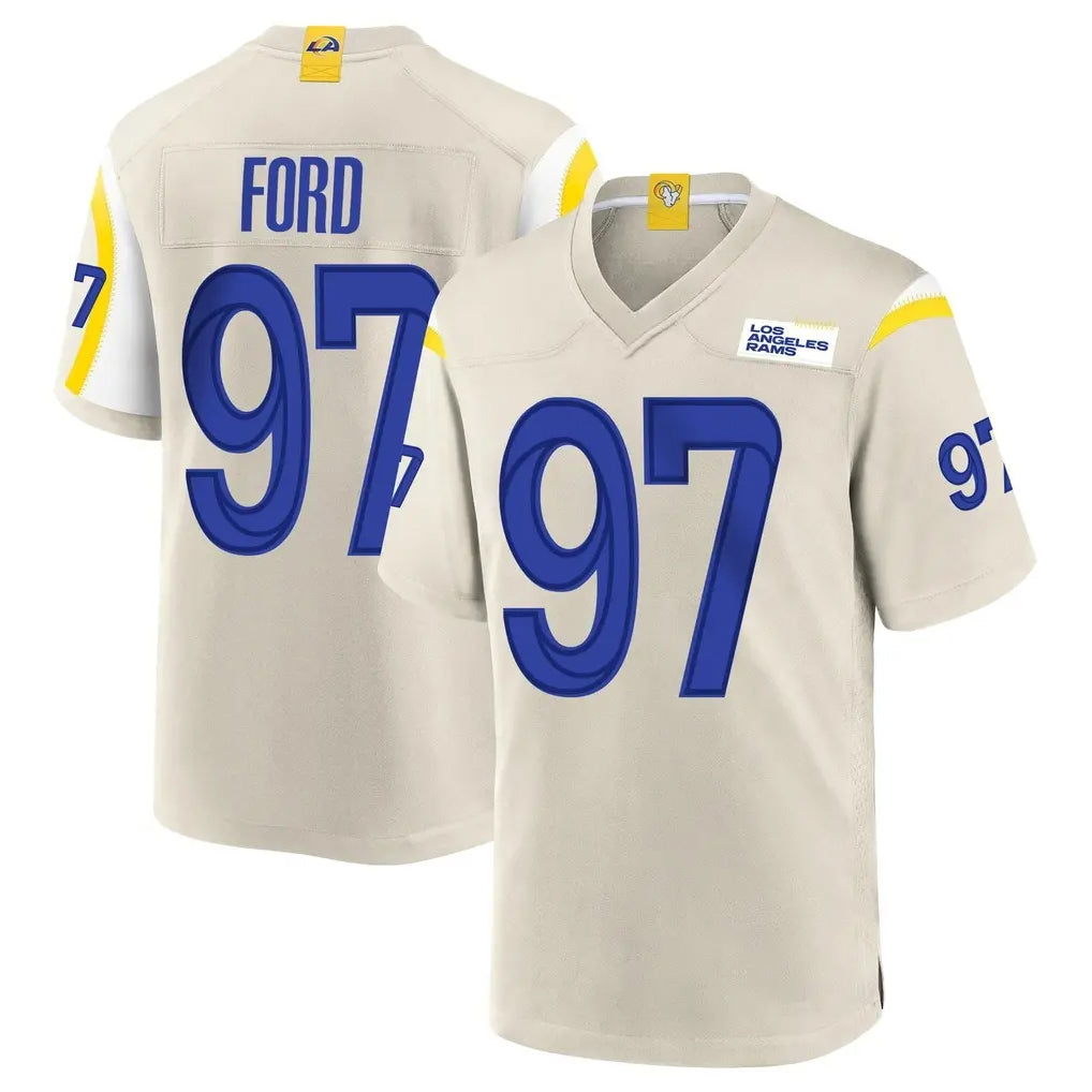 PETTCS LA.Rams #97 Poona Ford Player Bone Home Game Stitched Jerseys