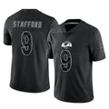 PETTCS LA.Rams #9 Matthew Stafford Player Black Limited Reflective Home Game Stitched Jerseys