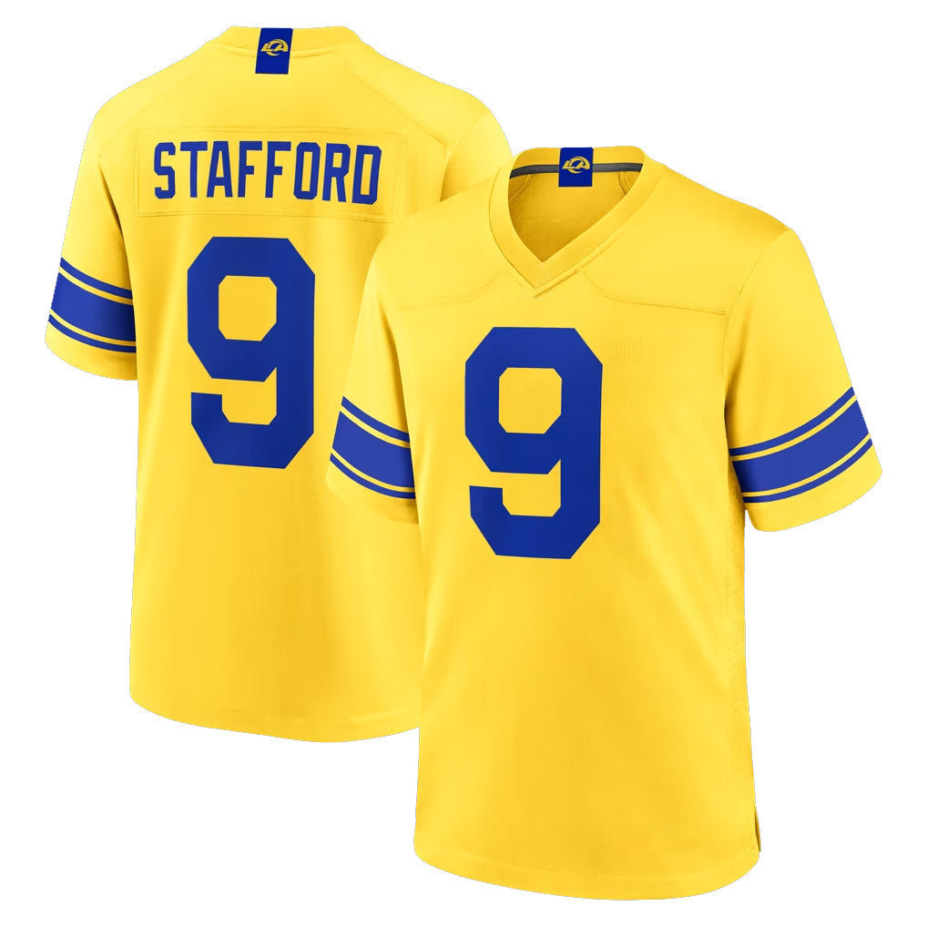 PETTCS LA.Rams #9 Matthew Stafford Player Gold Classic Sol Home Game Stitched Jerseys