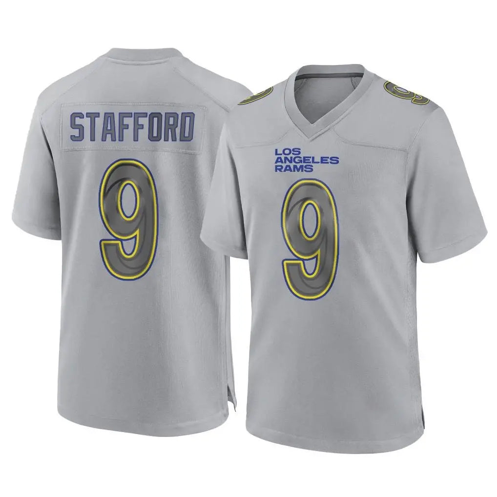 PETTCS LA.Rams #9 Matthew Stafford Player Gray Atmosphere Fashion Home Game Stitched Jerseys