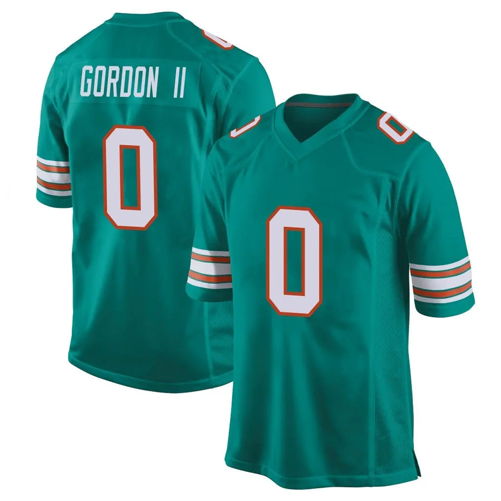 PETTCS M.Dolphins #0 Ollie Gordon II Player Aqua Alternate Home Game Stitched Jerseys