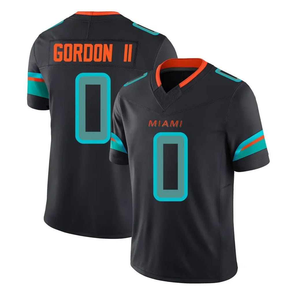 PETTCS M.Dolphins #0 Ollie Gordon II Player Black Limited Pitch Rivalries Collection Home Game Stitched Jerseys