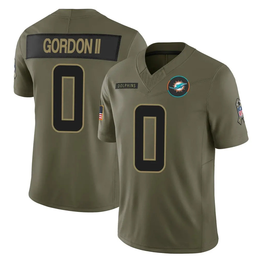 PETTCS M.Dolphins #0 Ollie Gordon II Player Olive 2025 Salute To Service Limited Game Stitched Jerseys