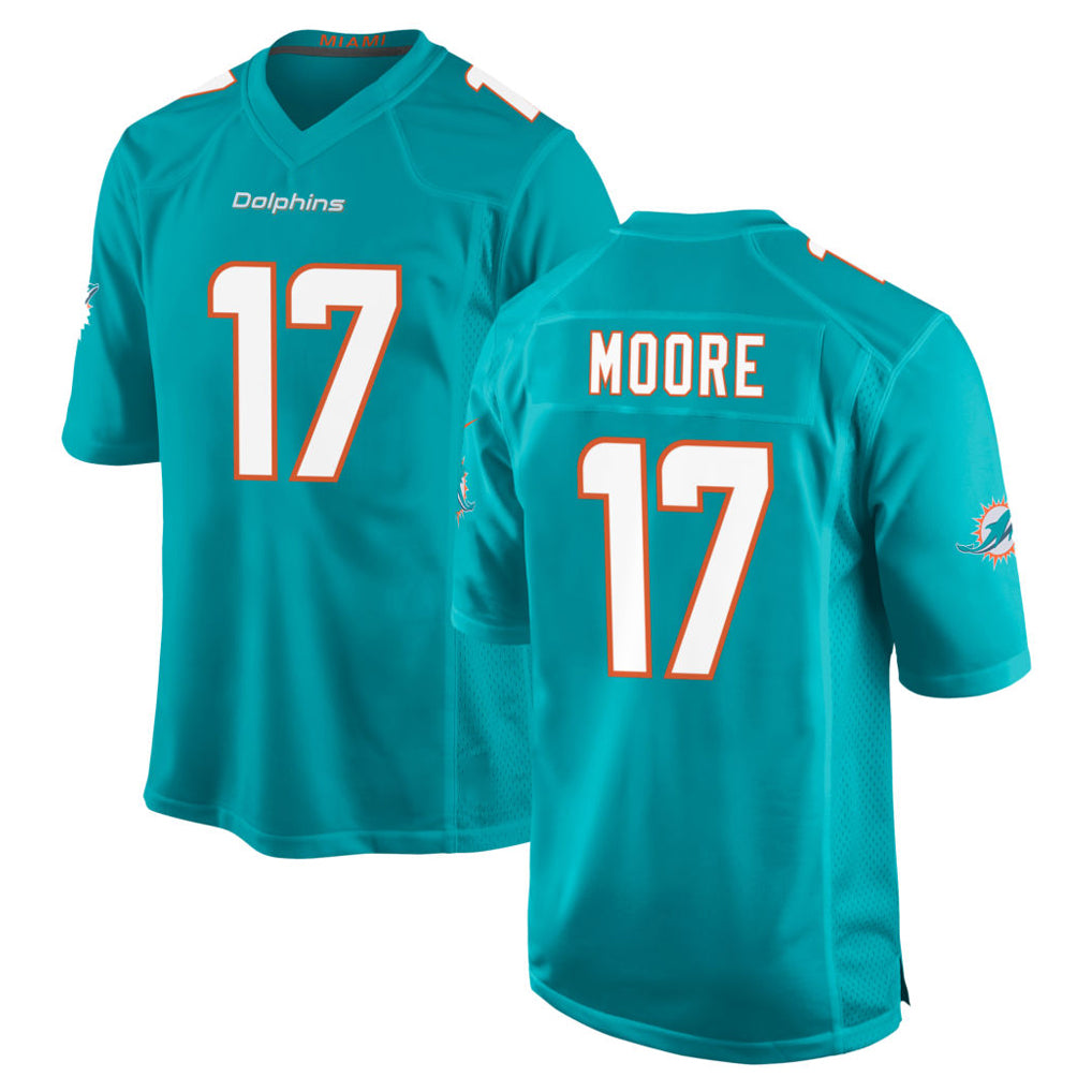 PETTCS M.Dolphins #17 Trey Moore Player Aqua Home Game Stitched Jerseys