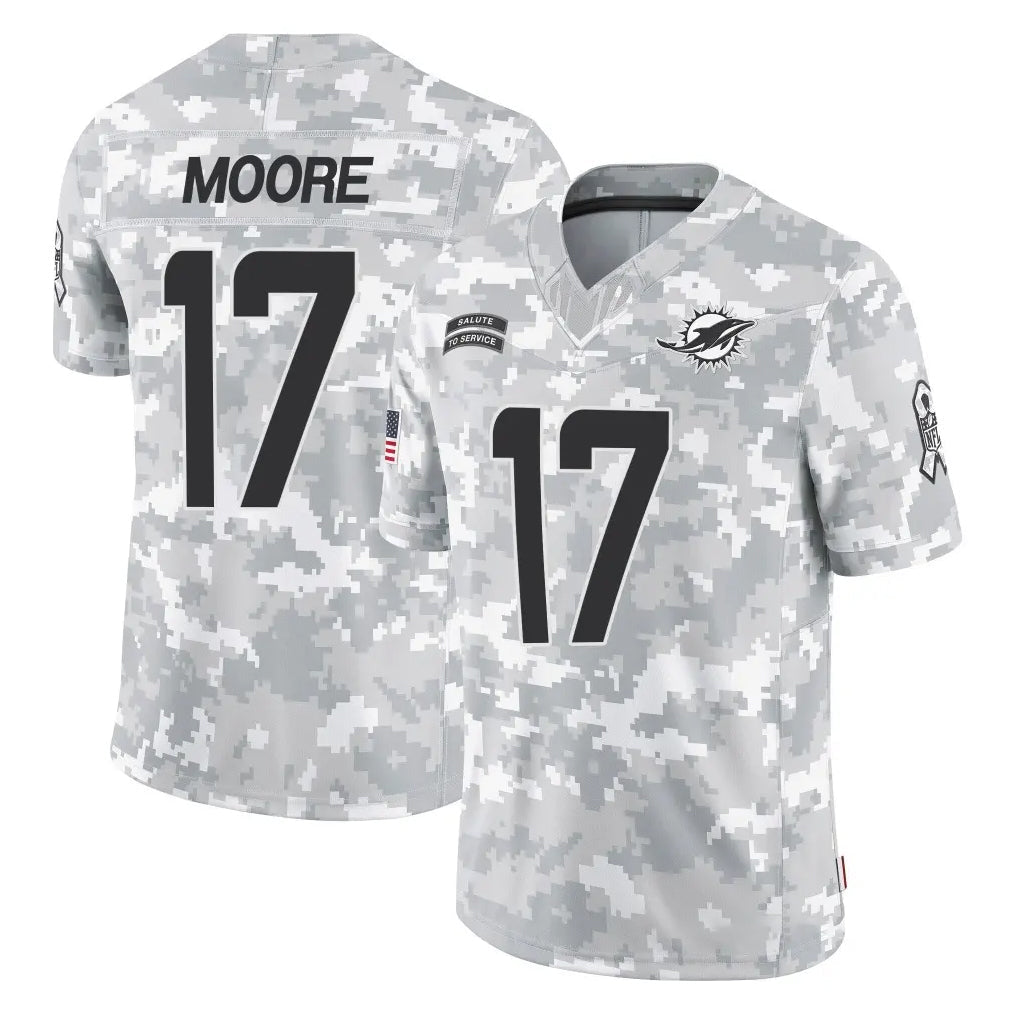 PETTCS M.Dolphins #17 Trey Moore Player Arctic Camo Salute To Service Limited Game Stitched Jerseys