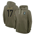 PETTCS M.Dolphins #17 Trey Moore Player Olive Salute to Service Pullover Hoodies Limited Stitched Jerseys