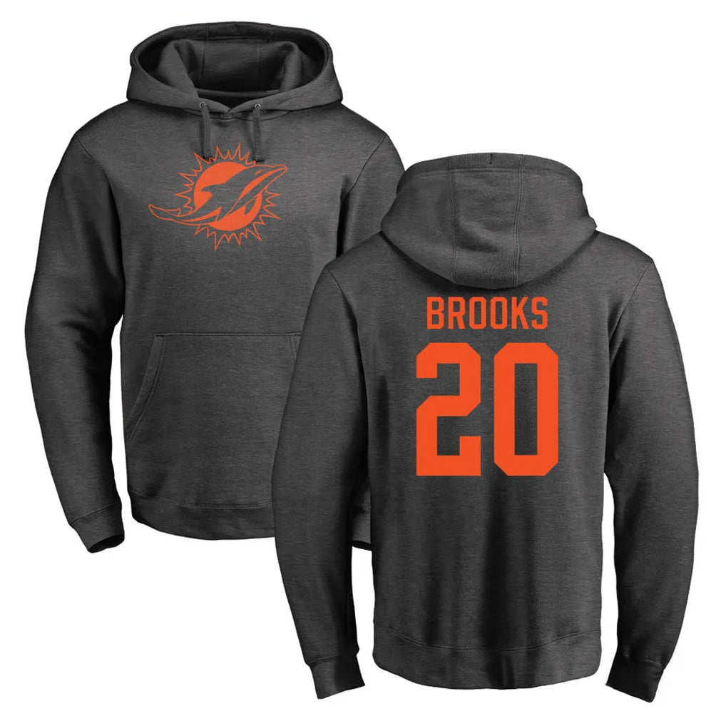 PETTCS M.Dolphins #20 Jordyn Brooks Player Darkgray Pullover Hoodies Limited Stitched Jerseys